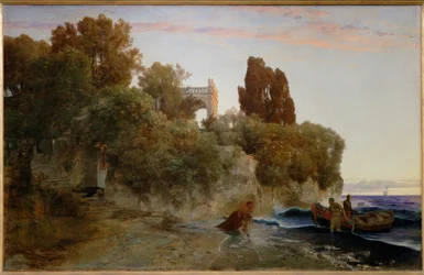 Een kasteel aan de kust ... (schilderij op doek)