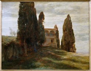 Italienische Villa im Fruehling - Italiaanse villa in de lente ... (schilderij op doek)
