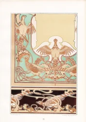 Art Nouveau Sierranden met Vogelmotieven (litho)