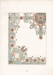 Art Nouveau klaproos randornament (litho)