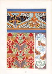 Decoratieve vlinderpatronen met doodshoofdvlinder (litho)