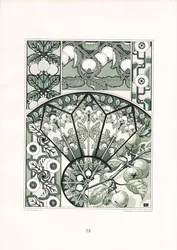Fruitmotieven in groene tinten (litho)