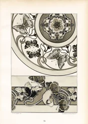 Vlindermotieven in monochroom ontwerp (litho)