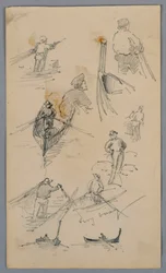 Schetsen van Figuren op Boten