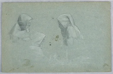 Drie studies van een man in een gewaad