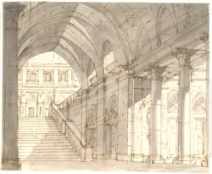 Vestibule met trap en zuilen