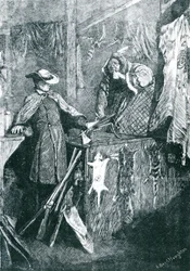 Ruilhandel met de Indianen in de Westelijke Staten van Amerika, gegraveerd door Joseph Swain (1820-1909) 1871