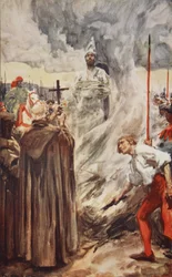 De verbranding van John Huss op 6 juli 1415, illustratie uit 