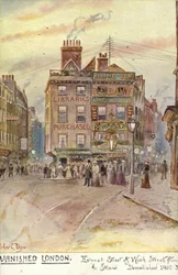 Verdwenen Londen - Holywell Street en Wych Street, vanaf de Strand