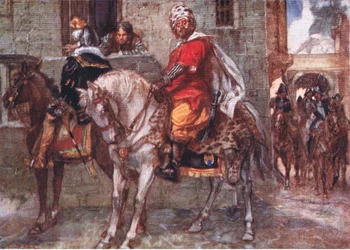 Don John arriveerde in Luxemburg en onthulde zijn vermomming, illustratie uit Romance of History: Nederland, 1920s