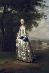 Portret van een dame in een landschap