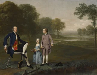 Richard Moretan, Esq. van Tackley met zijn neef en nicht John en Susanna Weyland, 1757