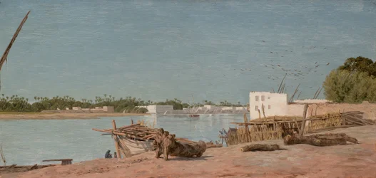 Gezicht op de Nijl, bij Caïro (olieverf op paneel)