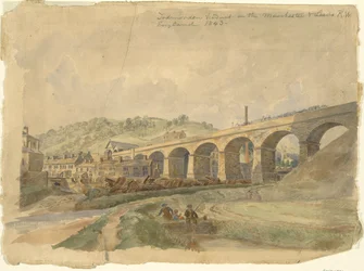 Todmorden Viaduct op de Manchester & Leeds Railway, Engeland 1843