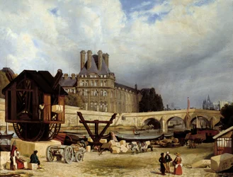 De Tuilerieën en de Koninklijke Brug. Schilderij door Arthur Henry Roberts (1819-1900)