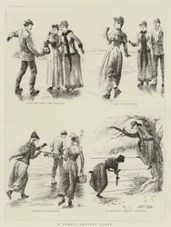 Een schaatspartij van een familie