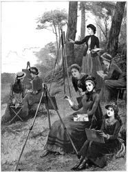 Een dames schetsclub, 1885