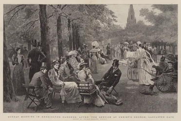 Zondagochtend in Kensington Gardens, na de dienst in Christ