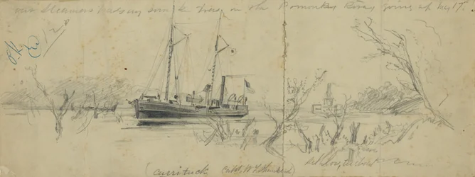 USS Currituck en de sleepboot Seth Low op de Pamunkey-rivier, 1862