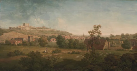 Landschap, met Dover Castle in de verte