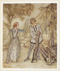ACT III: Scene I, regel 15 Helaas, nu, bid u, werk niet zo hard