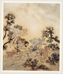 ACT IV: Scene I, regel 259 Ga mijn goblins bevelen dat ze hun gewrichten malen Met droge stuiptrekkingen