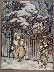Een chrysant hoorde haar en zei nadrukkelijk, Hoity-toity, wat is dit?, uit Peter Pan in Kensington Gardens door J M Barrie (1860 - 1937), pub. 1906