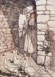 Ach! Lieve Falada, daar hang je, uit De Sprookjes van de Gebroeders Grimm, pub. 1909