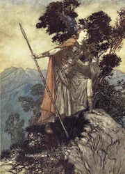 Brunhilde. Illustratie voor Het Rijngoud en De Walkure door Richard Wagner, 1910
