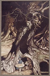 Boter wordt verkregen uit de wortels van oude bomen, uit Peter Pan in Kensington Gardens door J M Barrie (1860 - 1937), pub. 1906