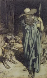 Dwerg en Wotan, uit Wagners Ring des Nibelungen, 1911