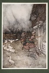 Zelfs tot op de dag van vandaag horen ze nooit een onweersbui boven de Kaatskill zonder te zeggen dat Hendrick Hudson en zijn bemanning hun spel van kegelen spelen., uit Rip Van Winkle door Washington Irving, uitgegeven 1910