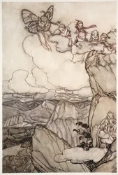 Feeën in bergen, uit Rip Van Winkle door Washington Irving, uitgegeven 1910