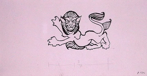 Heraldische leeuw, illustratie voor 