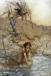 Hermia: Illustratie door Arthur RACKHAM voor De Droom van een Zomernacht door William SHAKESPEARE