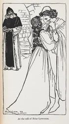Illustratie van de noodlottige geliefden in Romeo en Julia.