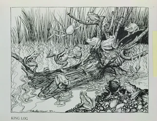 Koning Log, illustratie uit 