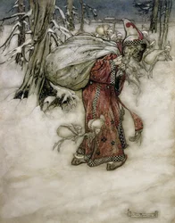 Kerstman, illustratie uit Arthur Rackhams Book of Pictures, 1907, gepubliceerd 1913