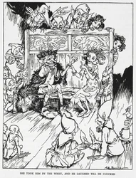 "Ze pakte hem bij de pols, en hij lachte tot hij klakte". Elfenmeisjes en kobolden. Illustratie voor 