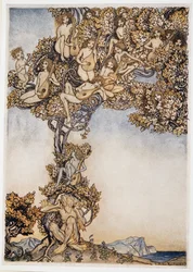 Soms zullen duizend snaren om mijn oren zoemen, illustratie uit William Shakespeares De Storm, uitgegeven 1926