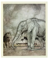 De leeuw, Jupiter en de olifant, illustratie uit 