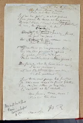 Manuscript van het gedicht Les fetes de la faim door Arthur Rimbaud, augustus 1872