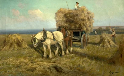 Het laden van de oogstwagen