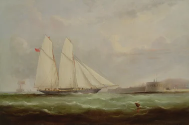 Schoenerjacht Esmeralda nadert Cherbourg, 1861