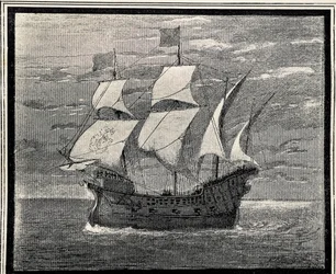 16e-eeuwse Spaanse galei. Gravure. SPANJE. ARAGON. Zaragoza. Algemene Militaire Academie