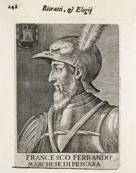 AVALOS, Fernando Francisco (1490-1546). Spaanse generaal. Houtsnede. SPANJE. MADRID (AUTONOME GEMEENSCHAP). Madrid. Nationale Bibliotheek