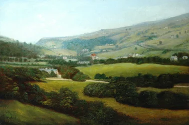 Centre Vale Park en Burnley Valley (olieverf op doek)