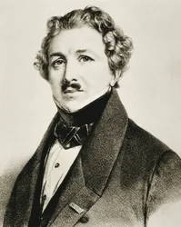 DAGUERRE, Louis-Jacques-Mandé (1787-1851). Engelse uitvinder die de fotografie verbeterde. Lithografie.