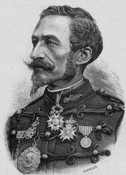 Franse kolonel Charles Ragon de Bange (1833-1914) uitvinder in artillerie, gravure