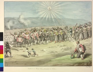 Hulde aan keizer Franz I door de Tirolers